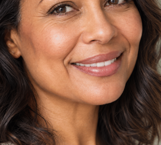 Warm natural smile close-up
